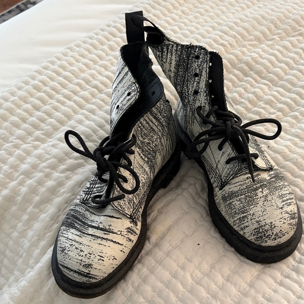 Dr. Martens Black and White Lace-Up Boots